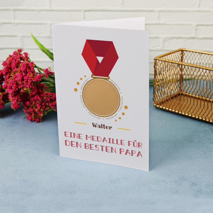 Medaille für Papa - Rubbelkarte